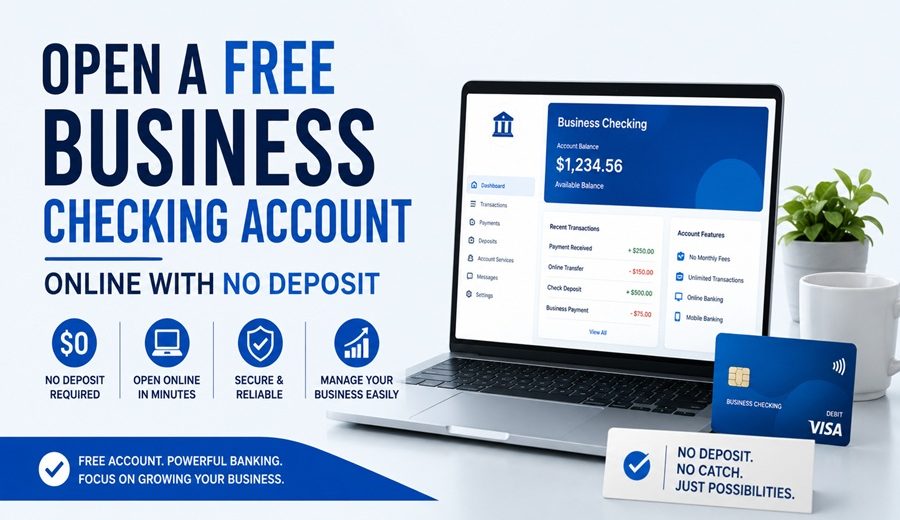 Open a Free Business Checking Account Online With No Deposit
