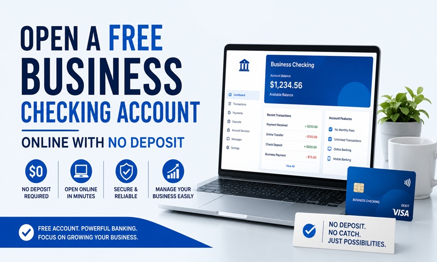 Open a Free Business Checking Account Online With No Deposit